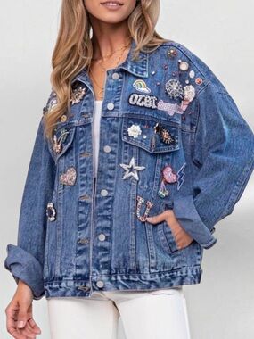 Embellished Oversized Denim Jacket
